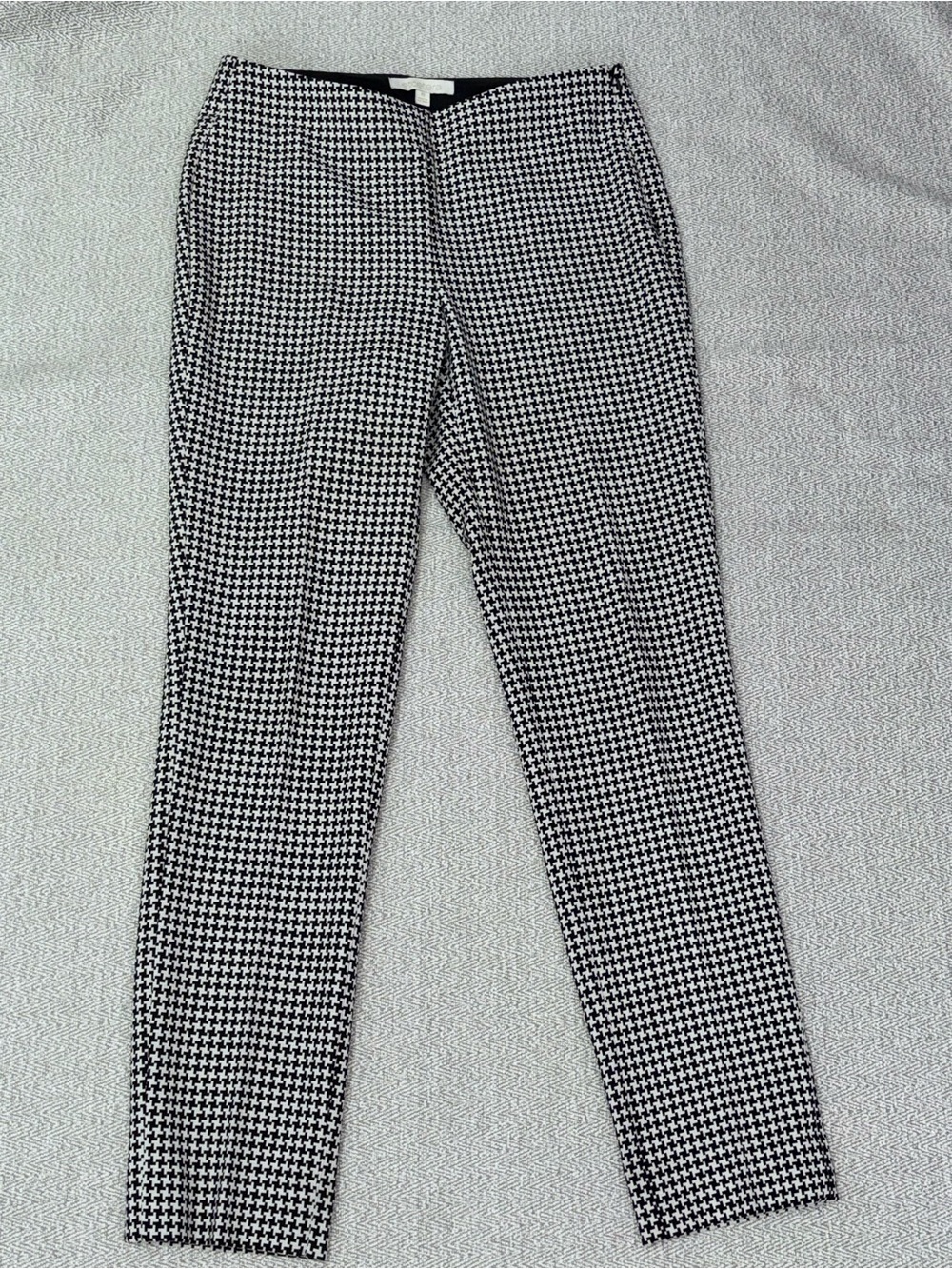 EtCetera black & white houndstooth side zip stretch pants size 6